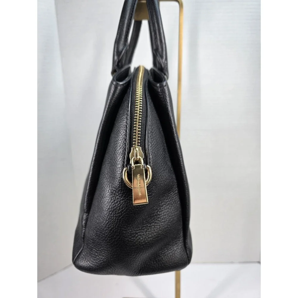 Michael Kors Maxine medium pebbled leather dome satchel in‎ black